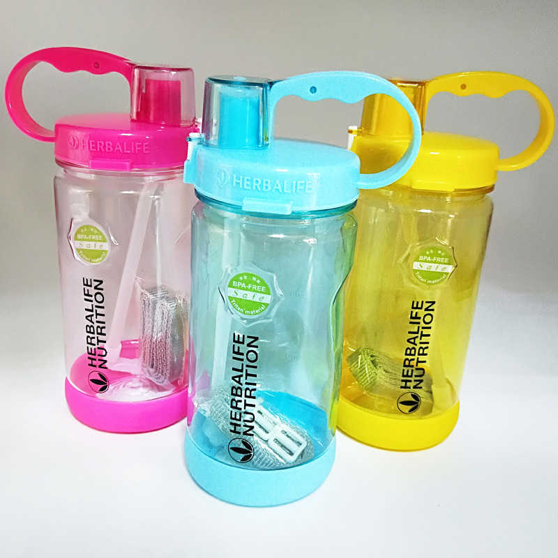 Multi Color 1000ml BPA Free Gray Rose Red Portable Herbalife Nutrition Plastic Sports Hiking Fitness Straw Water Bottle