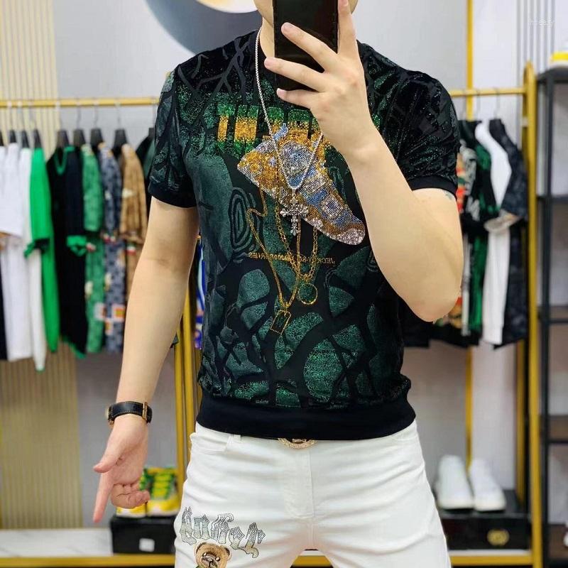 Men's T Shirts Burn-Out Laser Flocking Shirt Men Rhinestone Short Sleeved Tees Summer Quality Smooth Comfortable Casual Slim Luxury, Picture shown
Men's T Shirts Burn-Out Laser Flocking Shirt Men Rhinestone Short Sleeved Tees Summer Quality Smooth Comfortable Casual Slim Luxury, Picture shown