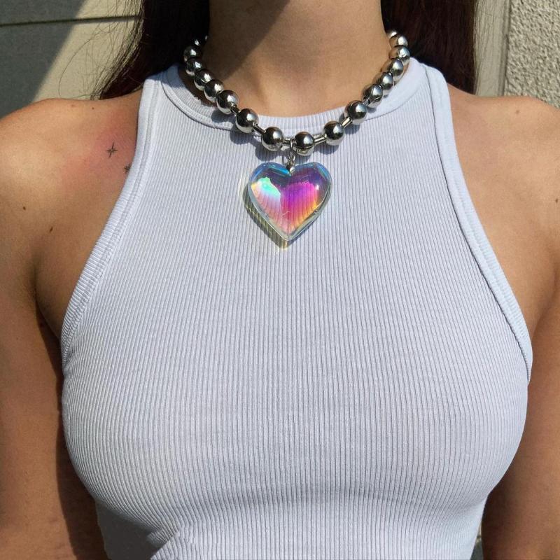 Choker Indie Goth Round Bead Chain Glass Heart Pendant Necklace For Women Egirl Punk Cool Aesthetic Y2K Harajuku Fairy Grunge Jewlery
Choker Indie Goth Round Bead Chain Glass Heart Pendant Necklace For Women Egirl Punk Cool Aesthetic Y2K Harajuku Fairy Grunge Jewlery