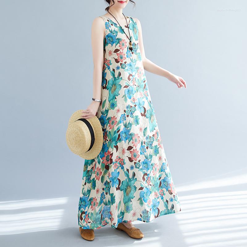 Casual Dresses 2023 Arrival Cotton Linen Print Floral Loose Bohemia Long Maxi Summer Dress Holiday Travel Women Beach Style, Blue
Casual Dresses 2023 Arrival Cotton Linen Print Floral Loose Bohemia Long Maxi Summer Dress Holiday Travel Women Beach Style, Blue
