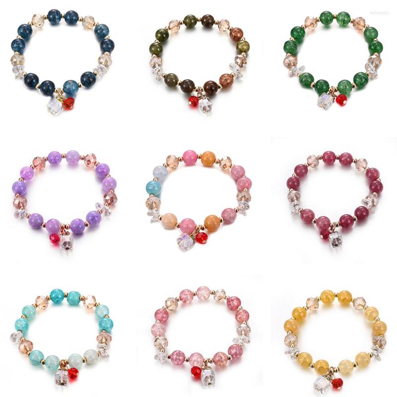 Link Bracelets Handmade Round Crystal Bead Pendant Bracelet Natural Colorful Quartz Beads Charm For Women Romantic Jewelry
Link Bracelets Handmade Round Crystal Bead Pendant Bracelet Natural Colorful Quartz Beads Charm For Women Romantic Jewelry