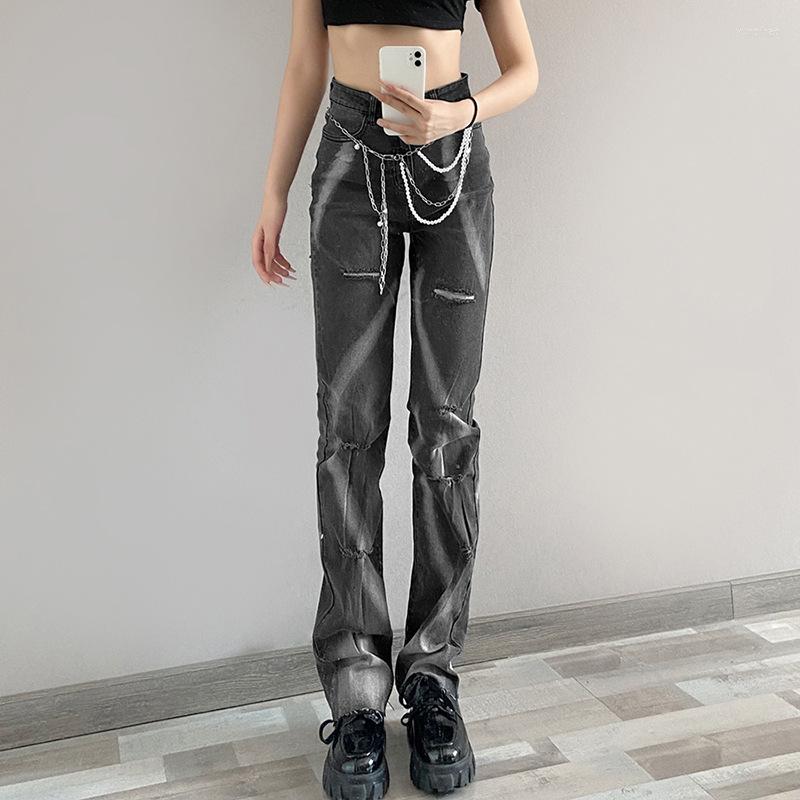 Women' Jeans High Waist Straight For Women Gray Ripped Holes Retro Denim Pants Spring Casual Trousers Cowboy Vaqueros Mujer Streetwear
Women' Jeans High Waist Straight For Women Gray Ripped Holes Retro Denim Pants Spring Casual Trousers Cowboy Vaqueros Mujer Streetwear
