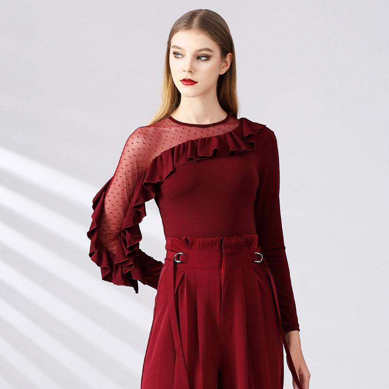 Stage Wear Adult National Standard Dance Practice Clothes Long-Sleeved Slanted Shoulder Shirts Latin Modern Costumes DN11178, Black
Stage Wear Adult National Standard Dance Practice Clothes Long-Sleeved Slanted Shoulder Shirts Latin Modern Costumes DN11178, Black