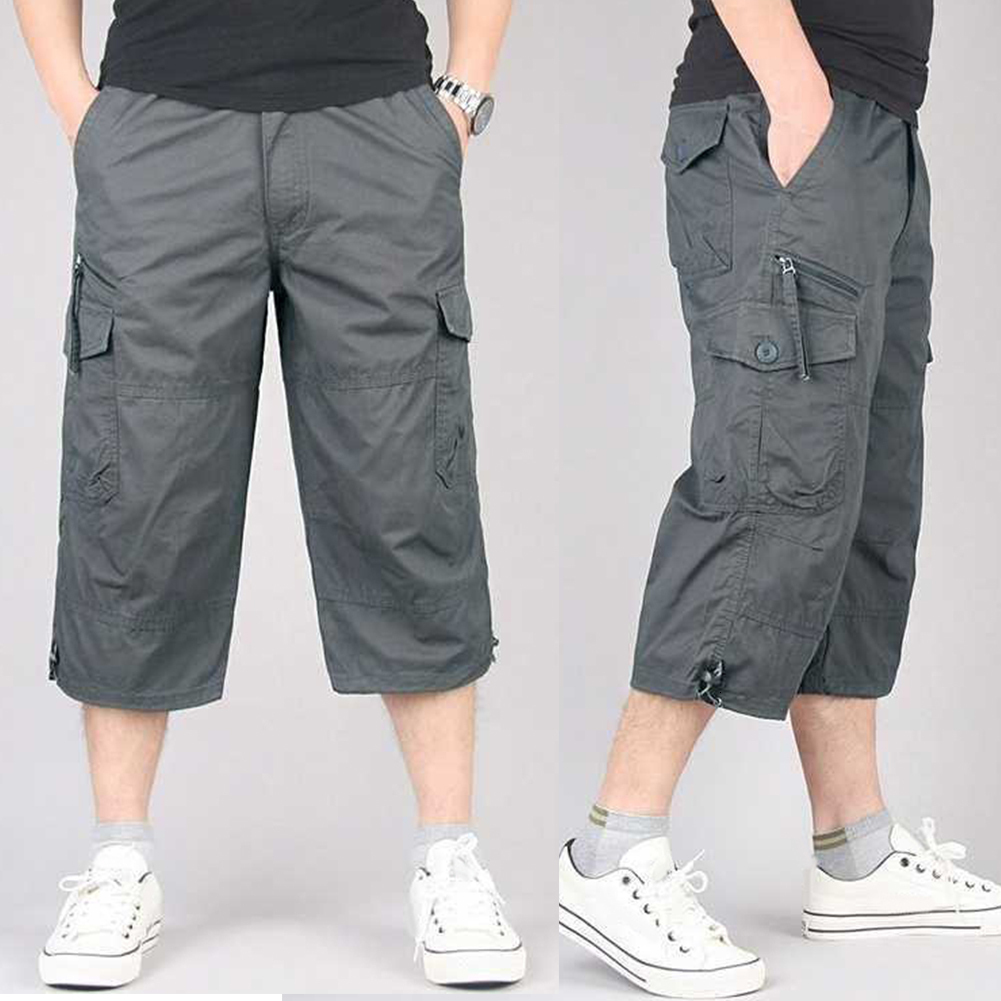 Men's Shorts Summer Men's Casual Cotton Cargo Shorts Overalls Long Length Multi Pocket breeches Military Pants Male Cropped Pants 230509