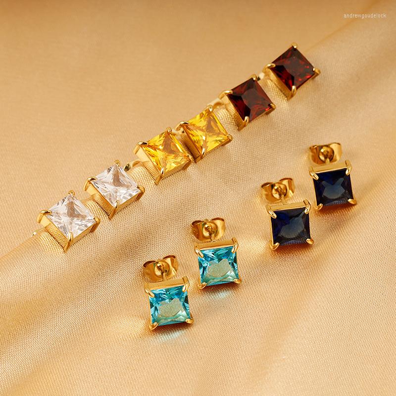 Stud Earrings Simple Stainless Steel Gold Plated Red Yellow Cubic Zirconia Square Post Birthstone Waterproof Jewelry Gift
Stud Earrings Simple Stainless Steel Gold Plated Red Yellow Cubic Zirconia Square Post Birthstone Waterproof Jewelry Gift