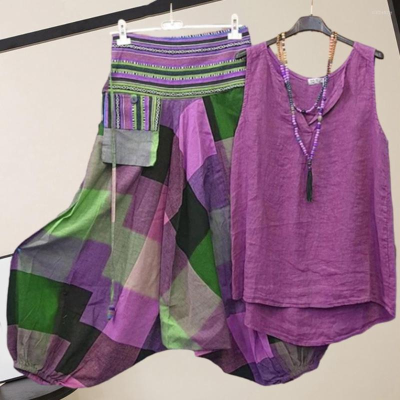 Women' Two Piece Pants 2 Pcs/Set Women Vest Set Patchwork Casual Loose Colorblock Sleeveless Vintage Ethnic Style Lady Top Female, Green
Women' Two Piece Pants 2 Pcs/Set Women Vest Set Patchwork Casual Loose Colorblock Sleeveless Vintage Ethnic Style Lady Top Female, Green