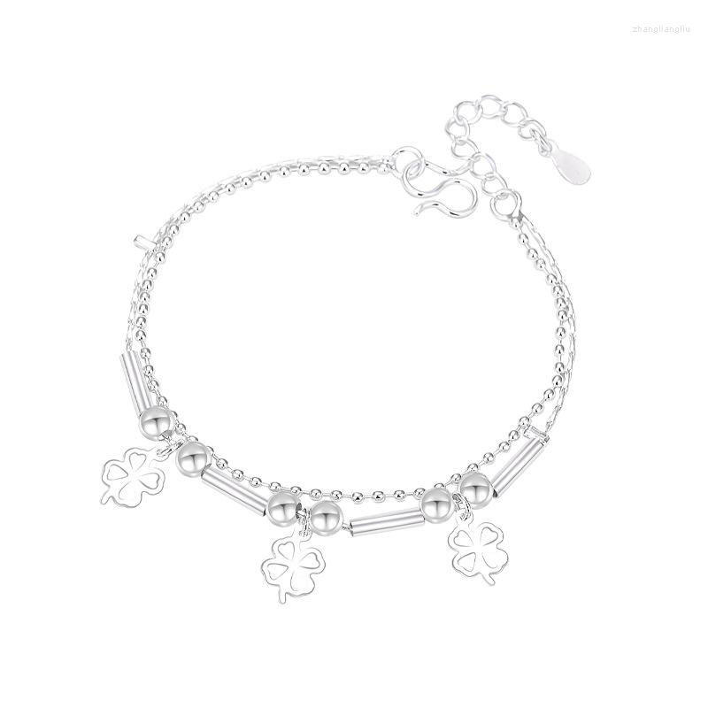 Link Bracelets Summer Fresh Ladies Four-leaf Clover Bracelet Silver-plated Jewelry Sweet And Simple Hand Day Gift
Link Bracelets Summer Fresh Ladies Four-leaf Clover Bracelet Silver-plated Jewelry Sweet And Simple Hand Day Gift