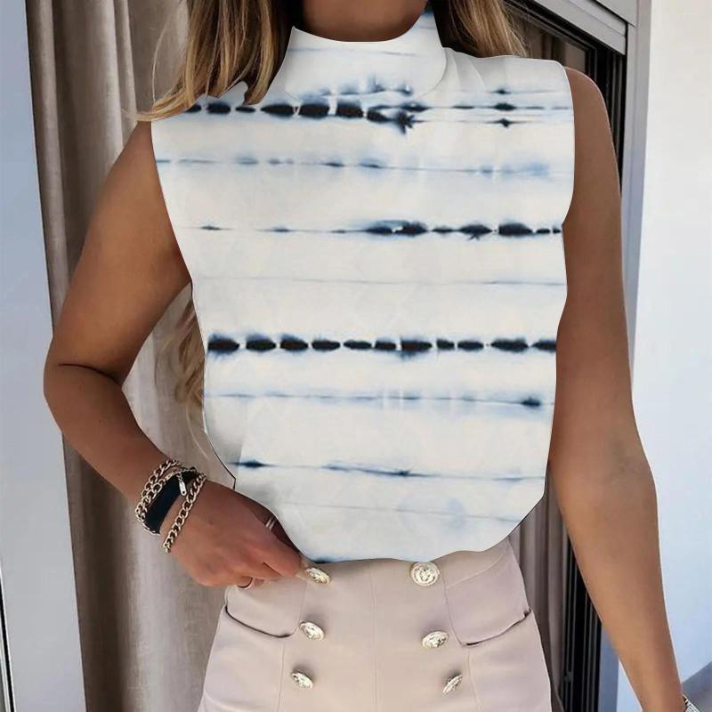 Women' Tanks Female Lady Office Elegant Sleeveless Stand Shirt Tie-dye Blouse Women Blusas Sexy Vest Tops Collar Shirts Turtleneck, Blue
Women' Tanks Female Lady Office Elegant Sleeveless Stand Shirt Tie-dye Blouse Women Blusas Sexy Vest Tops Collar Shirts Turtleneck, Blue