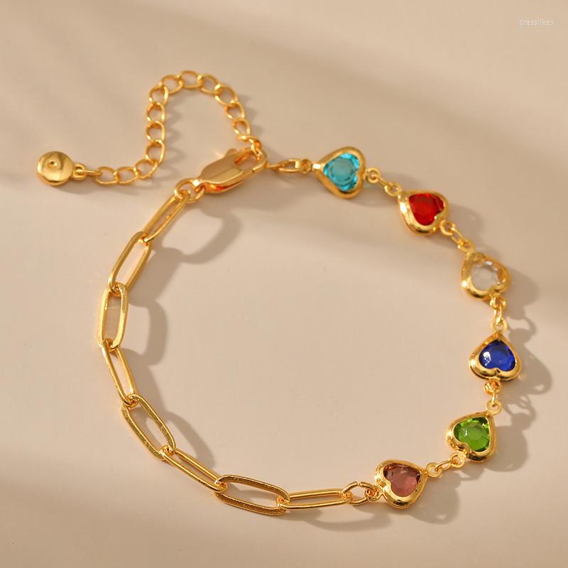 Link Bracelets Gold Plated Paperclip Chain Women Candy Color Heart Love Accessory Glass Beads Bangle Jewelry Summer Boho Fashion
Link Bracelets Gold Plated Paperclip Chain Women Candy Color Heart Love Accessory Glass Beads Bangle Jewelry Summer Boho Fashion