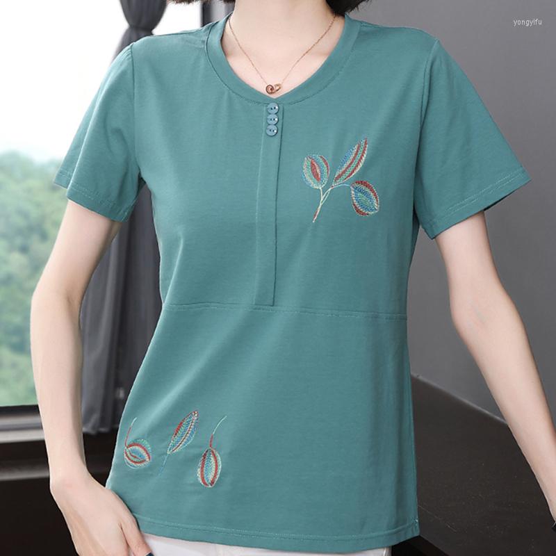 Women's T Shirts Button Embroidery Shirt Women Cotton Tee 2023 Summer Tops Casual Short Sleeve Tees Korean Style Clothes Poleras Mujer, Green
Women's T Shirts Button Embroidery Shirt Women Cotton Tee 2023 Summer Tops Casual Short Sleeve Tees Korean Style Clothes Poleras Mujer, Green