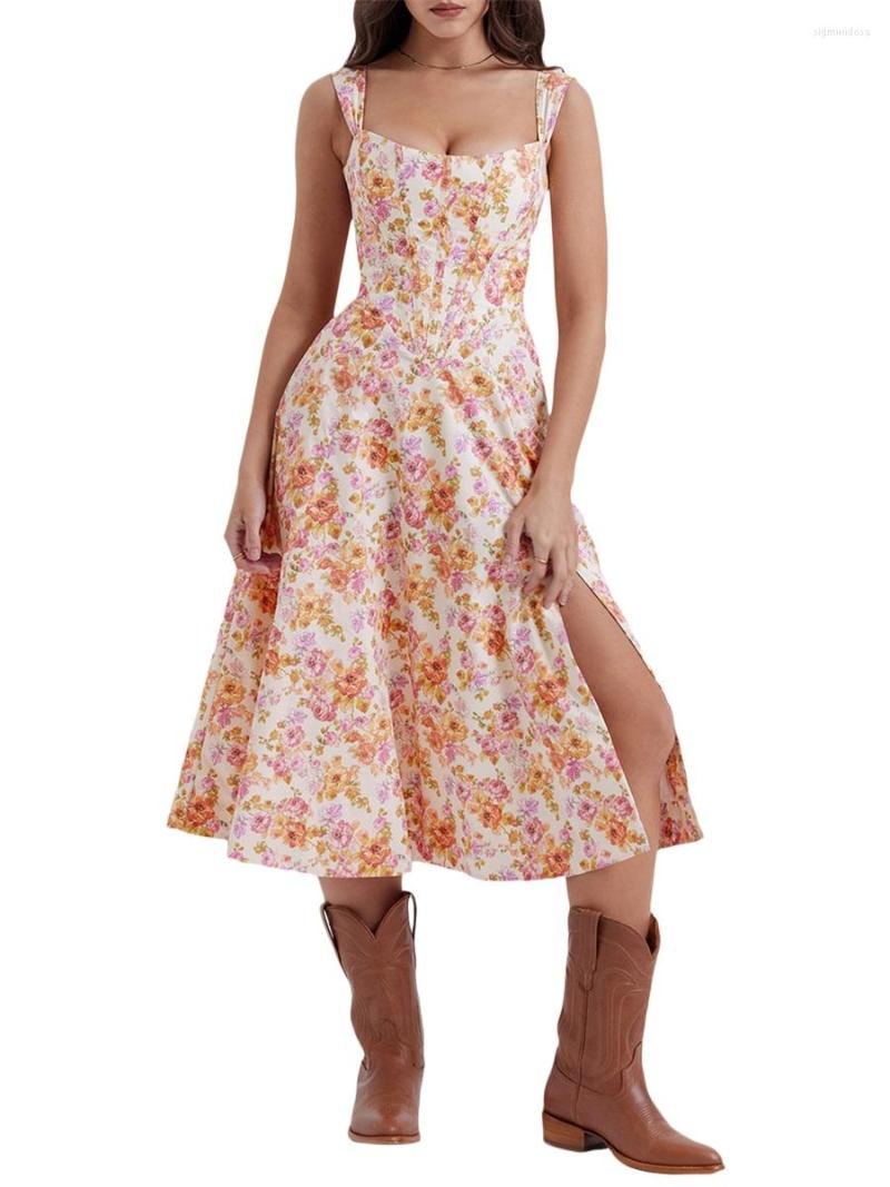 Casual Dresses Women Y2K Floral Long Dress Sleeveless Square Neck Bustier Midi Summer Cocktail Prom Party Club Sundress, A-yellow-3
Casual Dresses Women Y2K Floral Long Dress Sleeveless Square Neck Bustier Midi Summer Cocktail Prom Party Club Sundress, A-yellow-3