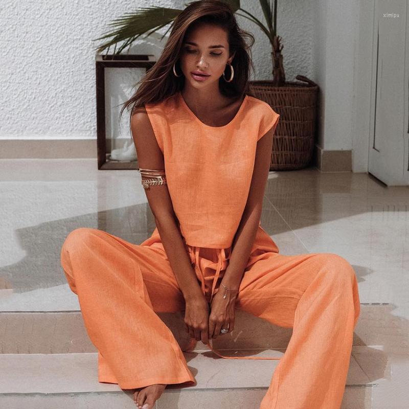 Women' Sleepwear Summer Cotton Linen Vest Pajamas Set For Women Orange Sleeveless Pyjamas Elegant Homewear 2 Piece Outfit
Women' Sleepwear Summer Cotton Linen Vest Pajamas Set For Women Orange Sleeveless Pyjamas Elegant Homewear 2 Piece Outfit