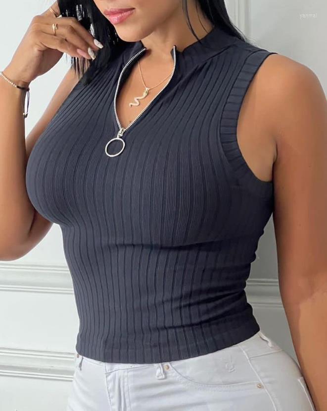 Women' Tanks 2023 Summer Fashion Casual Women' Top Zipper Front Stand Collar Ribbed Sleeveless Tank Daily
Women' Tanks 2023 Summer Fashion Casual Women' Top Zipper Front Stand Collar Ribbed Sleeveless Tank Daily