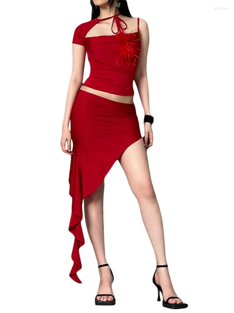 Two Piece Dress Women Tops Skirt Suit One Shoulder Sleeveless Bandage Summer Casual Short Outfit, Red
Two Piece Dress Women Tops Skirt Suit One Shoulder Sleeveless Bandage Summer Casual Short Outfit, Red