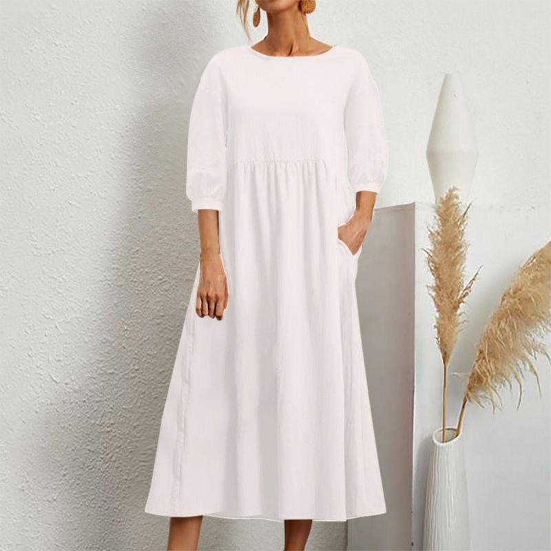 Casual Dresses Elegant Fashion Midi Women Summer Cotton Linen Short Sleeve O Neck Dress Loose Solid Color Pockets A Line, Black
Casual Dresses Elegant Fashion Midi Women Summer Cotton Linen Short Sleeve O Neck Dress Loose Solid Color Pockets A Line, Black