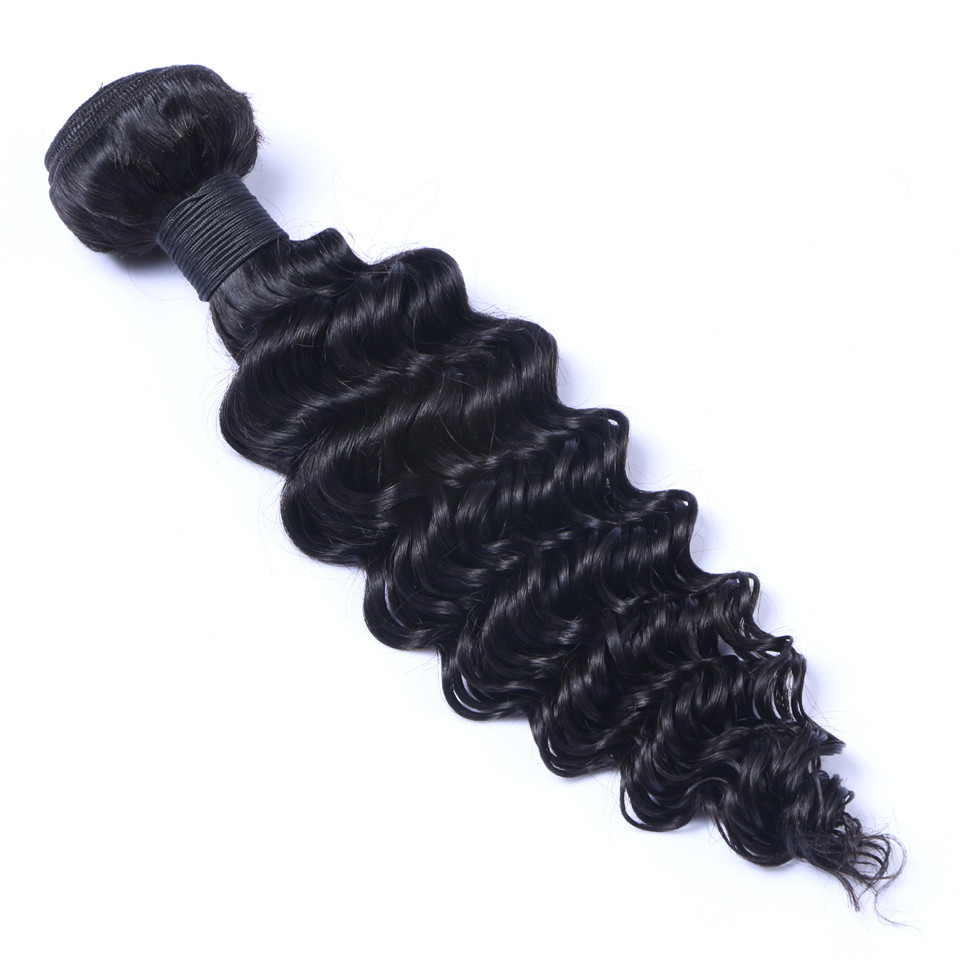 Brazilian Virgin Human Deep Wave Unprocessed Remy Hair Weaves Double Wefts 100G/Bundle 1Bundle/Lot Can Be Dyed Bleached