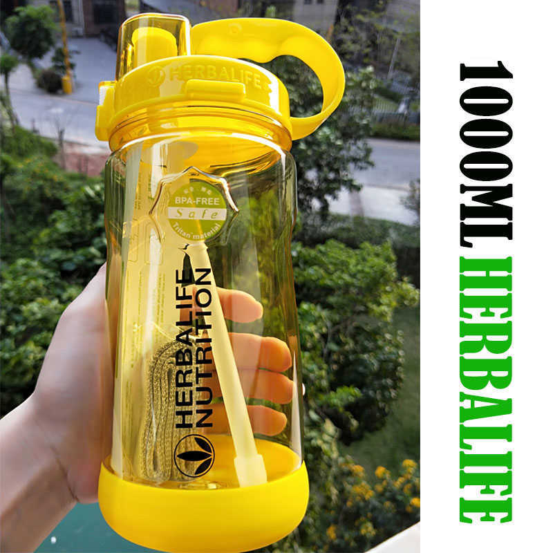 Multi Color 1000ml BPA Free Gray Rose Red Portable Herbalife Nutrition Plastic Sports Hiking Fitness Straw Water Bottle