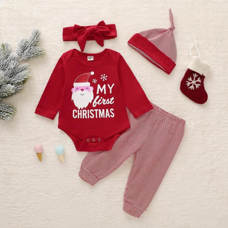 Clothing Sets 1-3T Baby Boys Girls Christmas Four-Piece Toddlers Long-Sleeved Letter Top Santa Claus Striped Pants Bow Headband Holiday Hat
Clothing Sets 1-3T Baby Boys Girls Christmas Four-Piece Toddlers Long-Sleeved Letter Top Santa Claus Striped Pants Bow Headband Holiday Hat