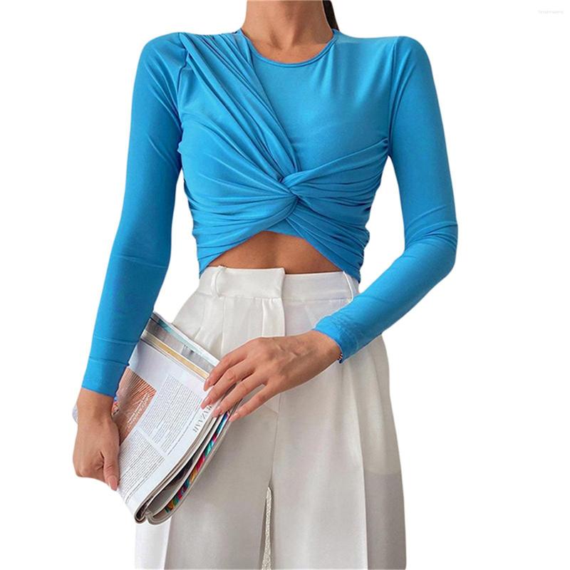Women's T Shirts Female Crops Tops Solid Color Round Neck Long Sleeve Ruched T-Shirt Pullover For Spring Summer S/M
Women's T Shirts Female Crops Tops Solid Color Round Neck Long Sleeve Ruched T-Shirt Pullover For Spring Summer S/M
