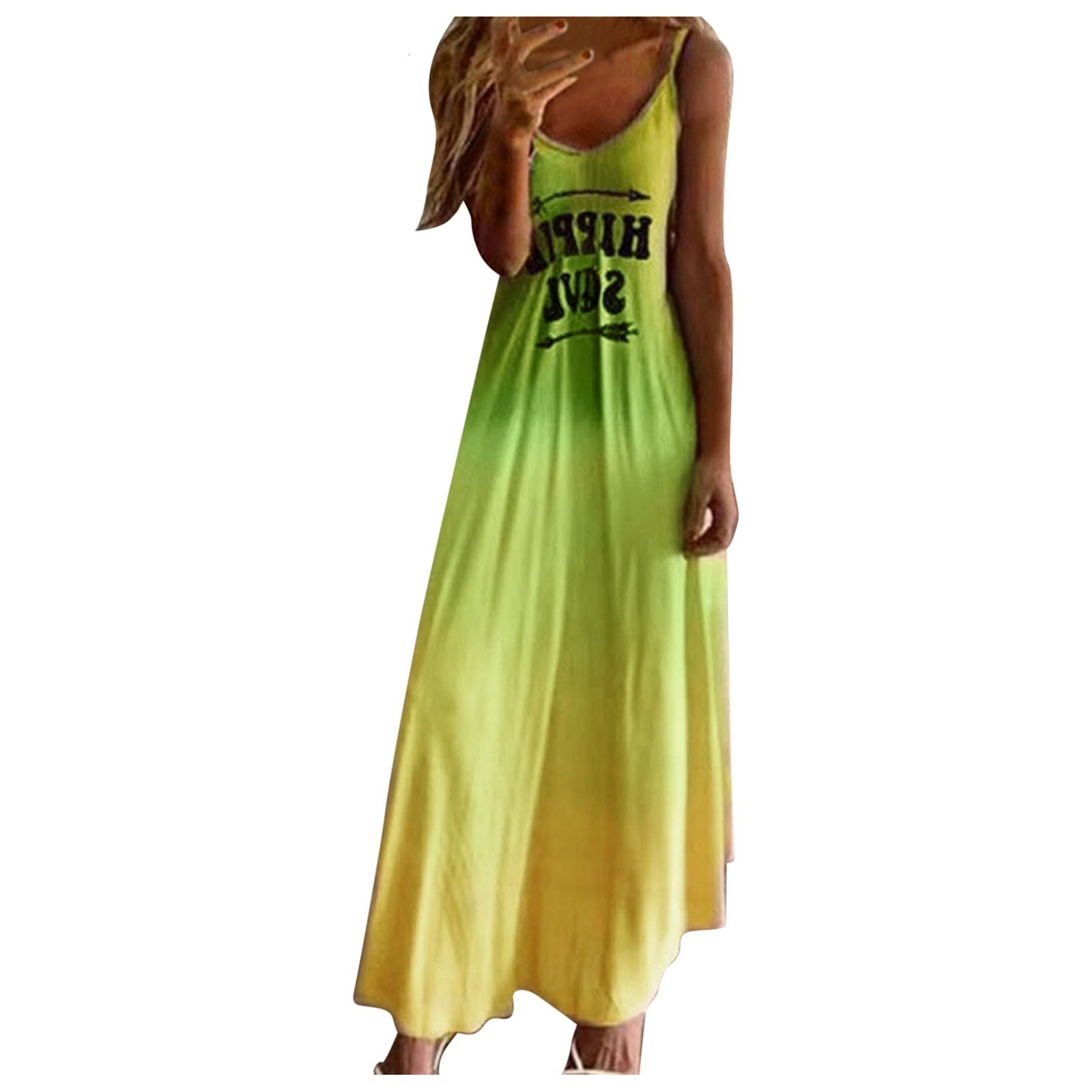 Party Dresses Gradient Printed Woman Sexy Sleeveless VNeck Camisole Lady Summer Boho Maxi Strap Sundress Femme Robe 230508
