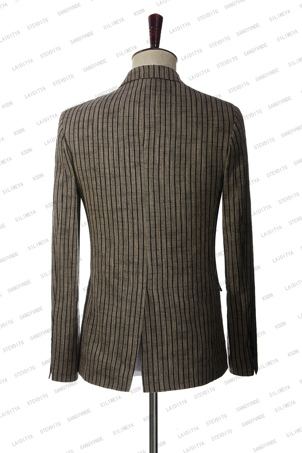 Men's Suits Blazers Men Suit Tuxedo Summer Slim Fit Groom Light Brown Linen Black Stripe Wedding Custom Terno Masuclino 2 Pcs SetJacketPants 2305