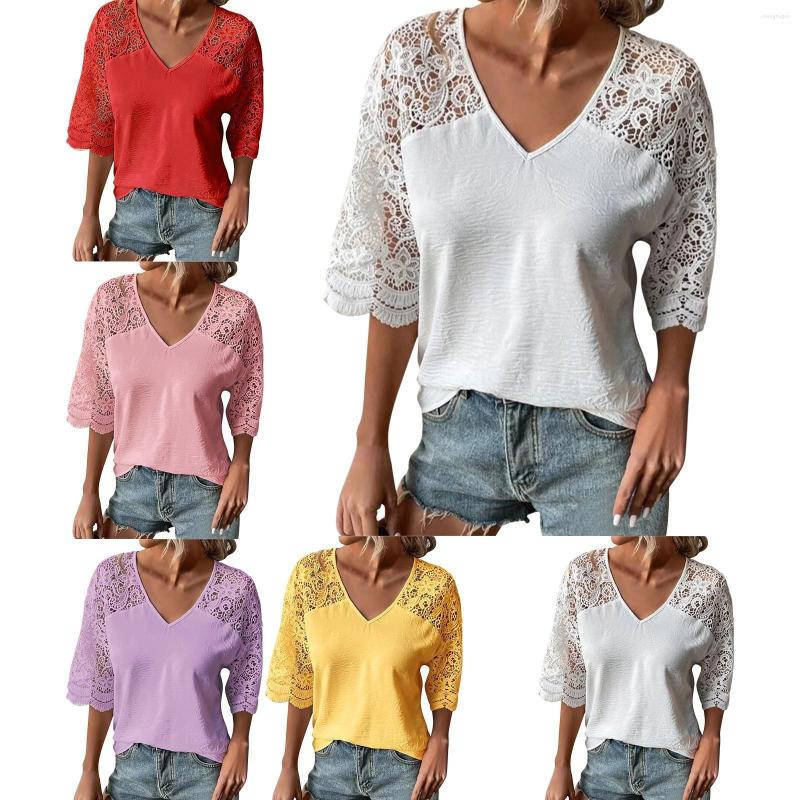 Women's T Shirts Women's Spring/Summer Shirt Loose Casual V Neck Lace Cut Out 5/4 Sleeve, Rd2
Women's T Shirts Women's Spring/Summer Shirt Loose Casual V Neck Lace Cut Out 5/4 Sleeve, Rd2