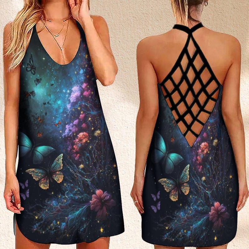 Casual Dresses Women's Criss Cross Backless Sleeveless Dress Summer Butterfly Flower Print Prom 2023, Beige
Casual Dresses Women's Criss Cross Backless Sleeveless Dress Summer Butterfly Flower Print Prom 2023, Beige
