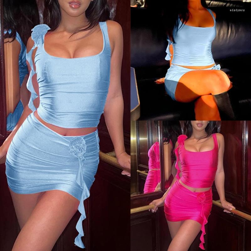 Work Dresses Solid Color Summer 2 Pieces Outfits For Women Rosette Floral Tanks Top Sexy Mini Bodycon Skirt Cute Crop Tops Streetwear N7YD, Blue
Work Dresses Solid Color Summer 2 Pieces Outfits For Women Rosette Floral Tanks Top Sexy Mini Bodycon Skirt Cute Crop Tops Streetwear N7YD, Blue