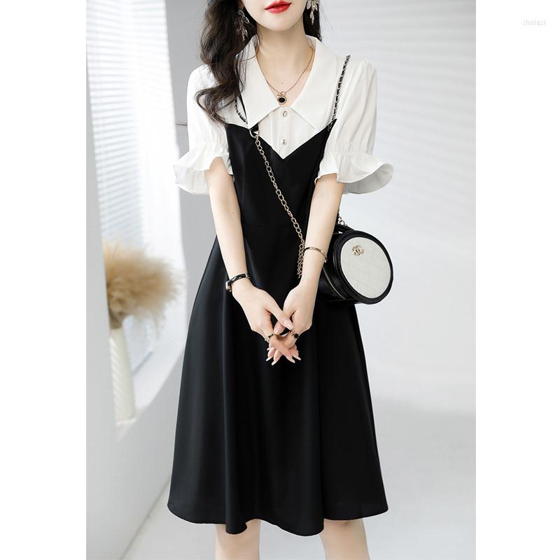 Party Dresses Summer Women' Mid Length Dress Loose Short Sleeves Casual Fashion Splicing Polo-collar Button Movafag, Black
Party Dresses Summer Women' Mid Length Dress Loose Short Sleeves Casual Fashion Splicing Polo-collar Button Movafag, Black