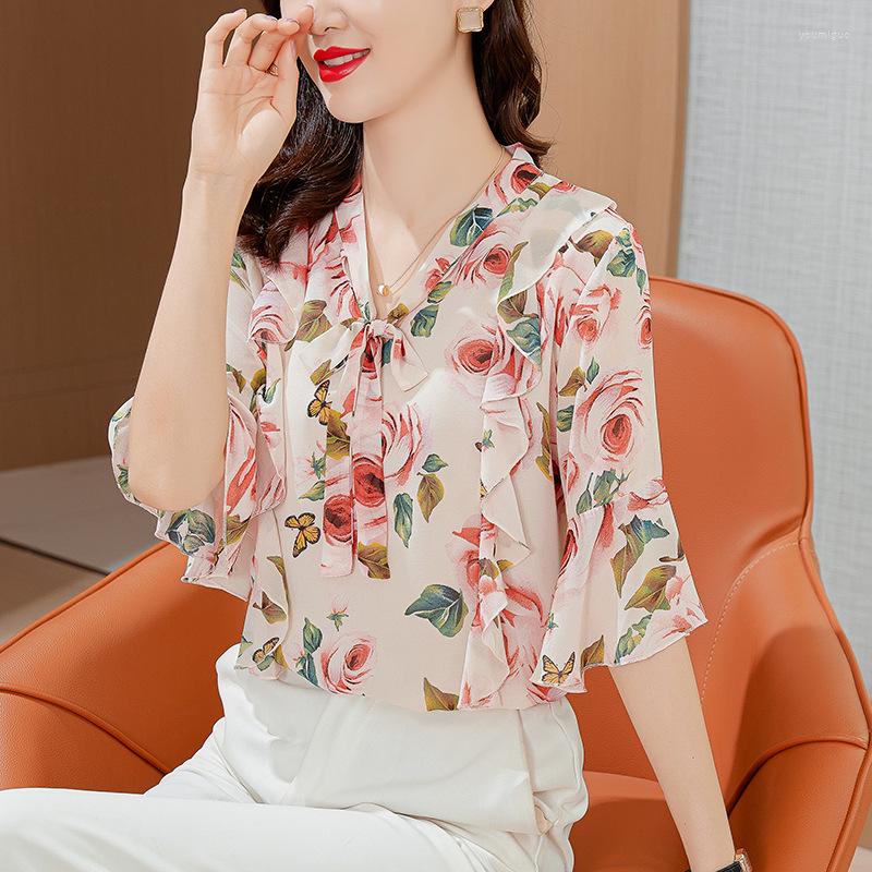 Women's Blouses 2023 Good Quality Double-layer Chiffon Ruffle Short Sleeved Top Floral Summer Shirt T-shirt Women, Green
Women's Blouses 2023 Good Quality Double-layer Chiffon Ruffle Short Sleeved Top Floral Summer Shirt T-shirt Women, Green