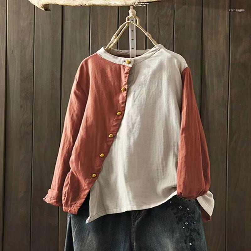 Women's Blouses Vintage Spring Fall Cotton Linen Blouse Casual Loose Women Tops Contrast Color Irregular Side Button Up Shirt Blusa Feminina, Blue
Women's Blouses Vintage Spring Fall Cotton Linen Blouse Casual Loose Women Tops Contrast Color Irregular Side Button Up Shirt Blusa Feminina, Blue