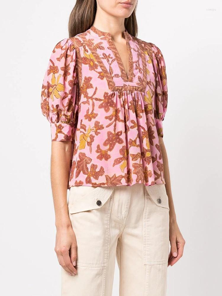 Women' Blouses Silk Women V-Neck Shirt 2023 Loose Pleated Fashion French Print Ladies Puff Sleeve Blouse
Women' Blouses Silk Women V-Neck Shirt 2023 Loose Pleated Fashion French Print Ladies Puff Sleeve Blouse