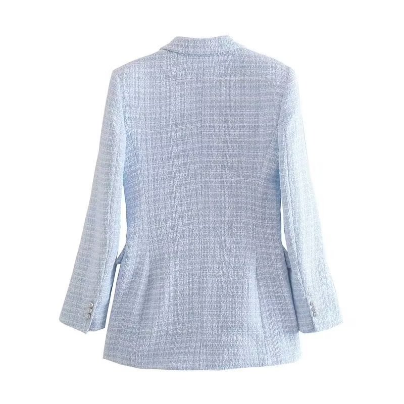 Womens turn down collar wool coat solid color double breasted medium long tweed casacos XSSML