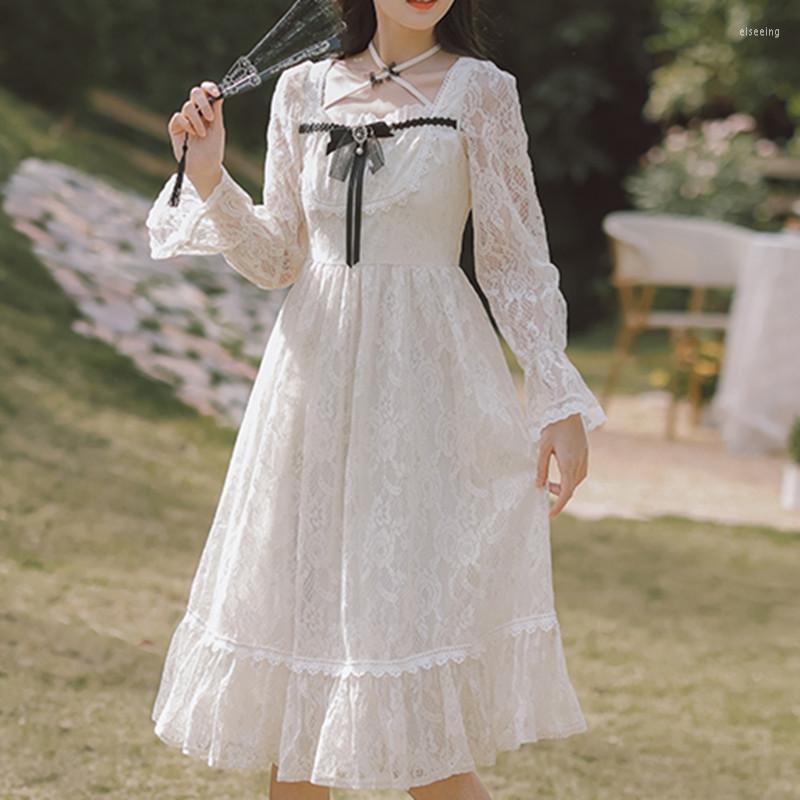 Casual Dresses Spring And Autumn Vintage Lace Long Sleeve Dress Square Neck Bow Elegant High Waist Solid Color Party Mid-Calf Vestidos, Picture color
Casual Dresses Spring And Autumn Vintage Lace Long Sleeve Dress Square Neck Bow Elegant High Waist Solid Color Party Mid-Calf Vestidos, Picture color