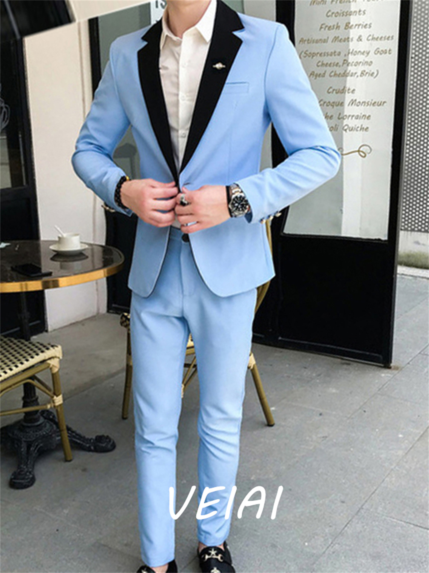 Men's Suits Blazers Slim Fit Skinny Men's Business Suits One Breasted Men's Wedding Prom Party Suits 2 PiecesJacketPantTietraje de novio 230509, Picture style1