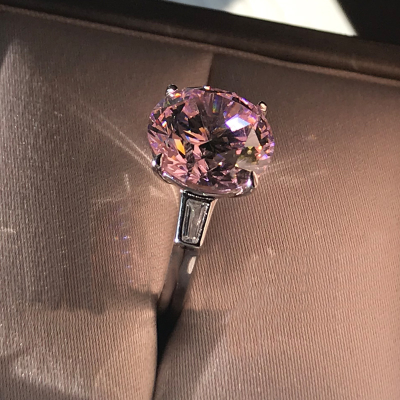 Choucong Brand Wedding Jewelry Sterling Sier Round Cut Pink Topaz CZ Dia Gemstones Party Women Eternity Engagement Bridal Ring Gift