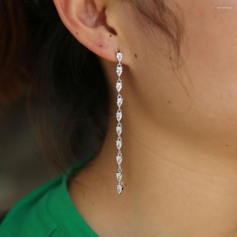 Dangle Earrings Trendy Romantic Wedding Gift Bridal Long Teardrop Cz Chain Sparking Earring
Dangle Earrings Trendy Romantic Wedding Gift Bridal Long Teardrop Cz Chain Sparking Earring