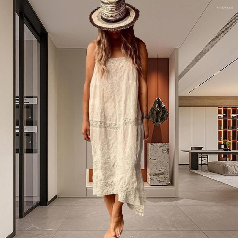 Casual Dresses Trendy Beach Dress Sleeveless Mid-calf Length Soft Women Summer Vintage Midi Clothes, Beige
Casual Dresses Trendy Beach Dress Sleeveless Mid-calf Length Soft Women Summer Vintage Midi Clothes, Beige