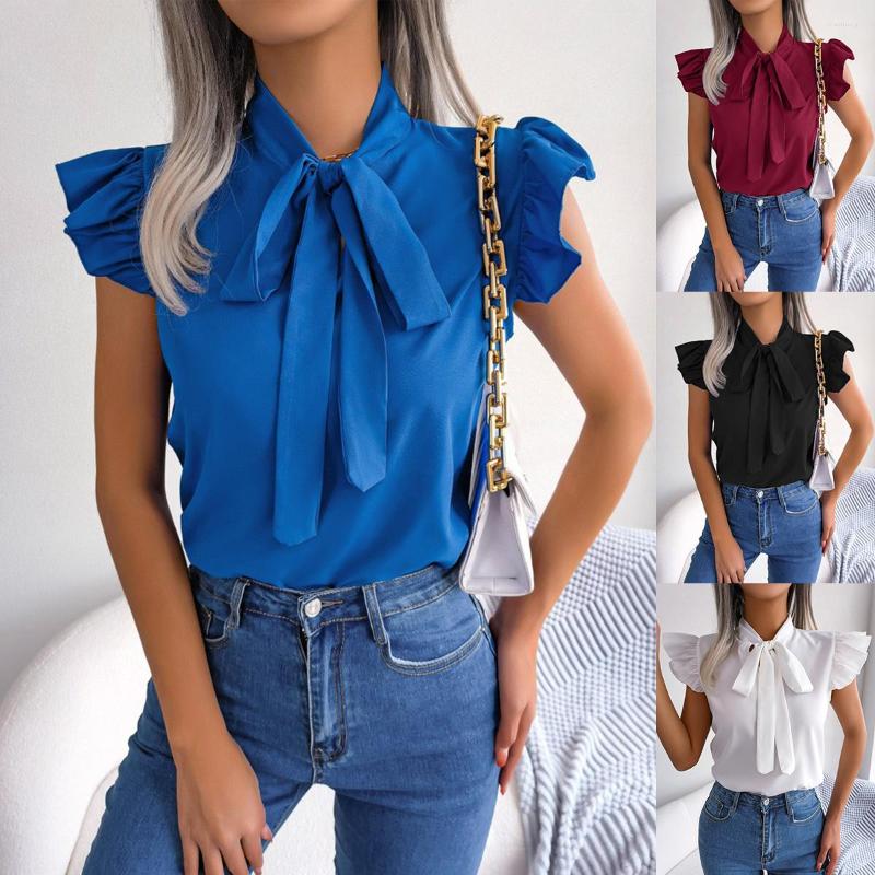 Women' Blouses Summer Solid Color Simple Bow Short Sleeve Shirt Chiffon Korean Edition, Blue
Women' Blouses Summer Solid Color Simple Bow Short Sleeve Shirt Chiffon Korean Edition, Blue