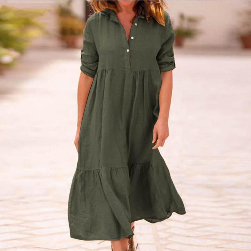 Casual Dresses Spring Women' Cotton Linen Loose Midi Dress Solid Color Buttons Ruffles Splicing Plus Size Daily Party Smock, Yellow
Casual Dresses Spring Women' Cotton Linen Loose Midi Dress Solid Color Buttons Ruffles Splicing Plus Size Daily Party Smock, Yellow
