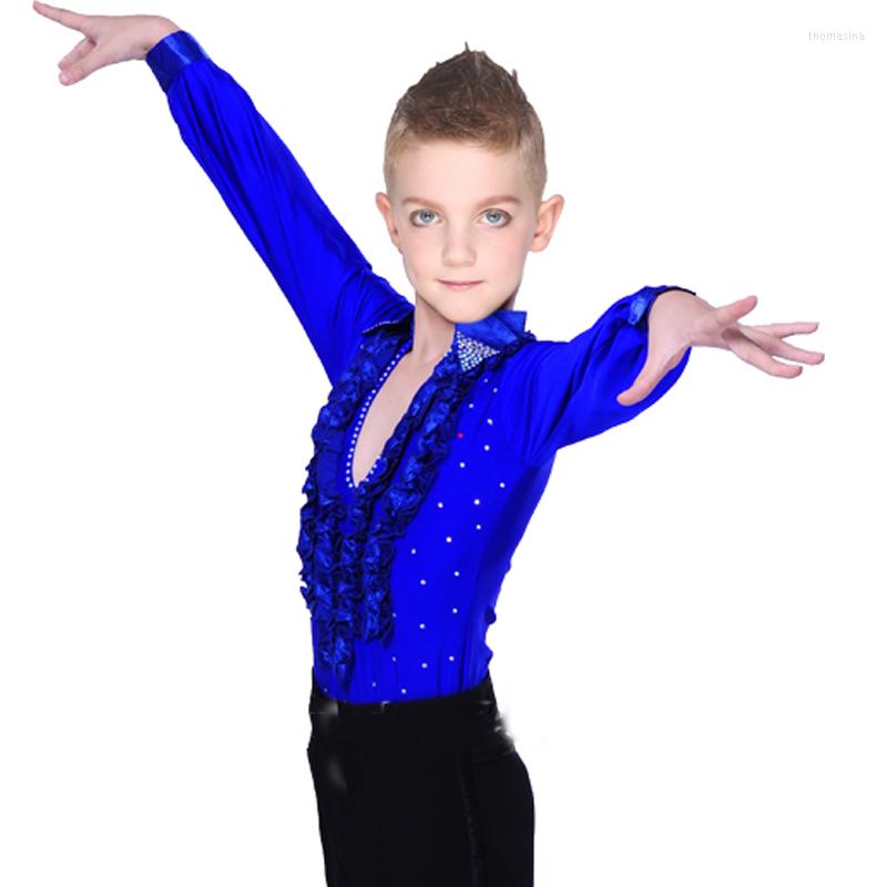 Stage Wear Latin Dance Shirts Royal Blue V Neck Long Sleeve Boy Dancing Shirt Men Performing Clothes Competition Samba Top DNV10302
Stage Wear Latin Dance Shirts Royal Blue V Neck Long Sleeve Boy Dancing Shirt Men Performing Clothes Competition Samba Top DNV10302