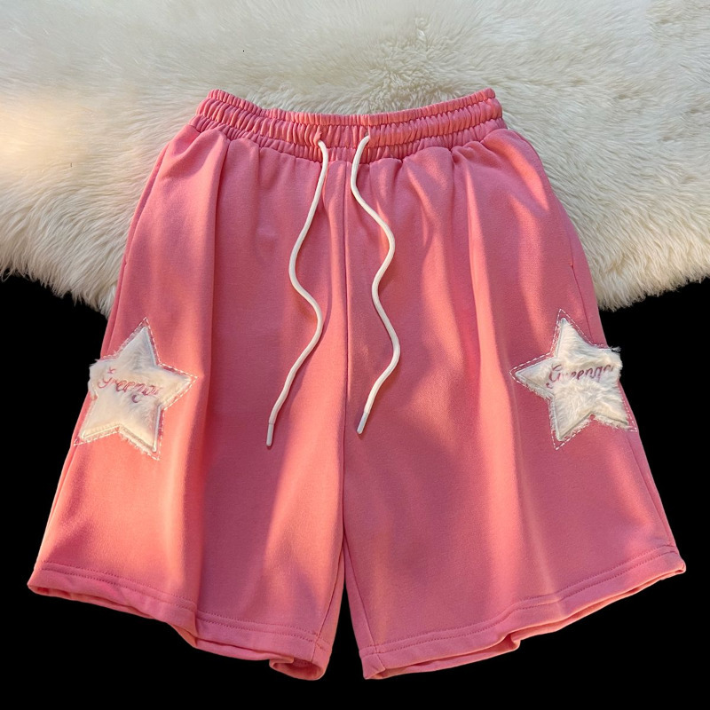 Womens Shorts Retro threedimensional furry star embroidery drawstring shorts women summer loose casual couple models ins fashion 230508