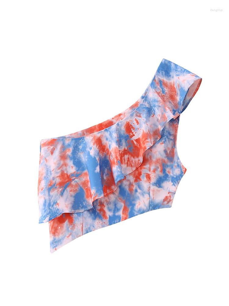 Women's Tanks YENKYE Summer Women Sexy Diagonal Shoulder Floral Print Ruffle Tops Fashion Sleeveless Female Boho Crop Top
Women's Tanks YENKYE Summer Women Sexy Diagonal Shoulder Floral Print Ruffle Tops Fashion Sleeveless Female Boho Crop Top