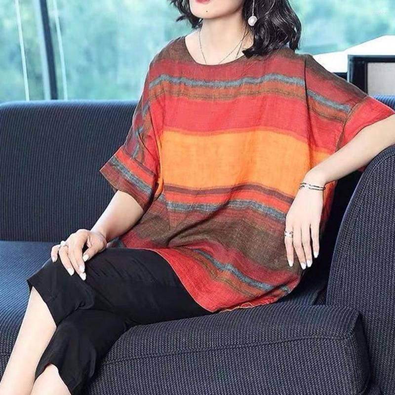 Women's Blouses Chic Lady Top Striped O Neck Round Summer T-shirt Soft Women Female Clothes, Red
Women's Blouses Chic Lady Top Striped O Neck Round Summer T-shirt Soft Women Female Clothes, Red