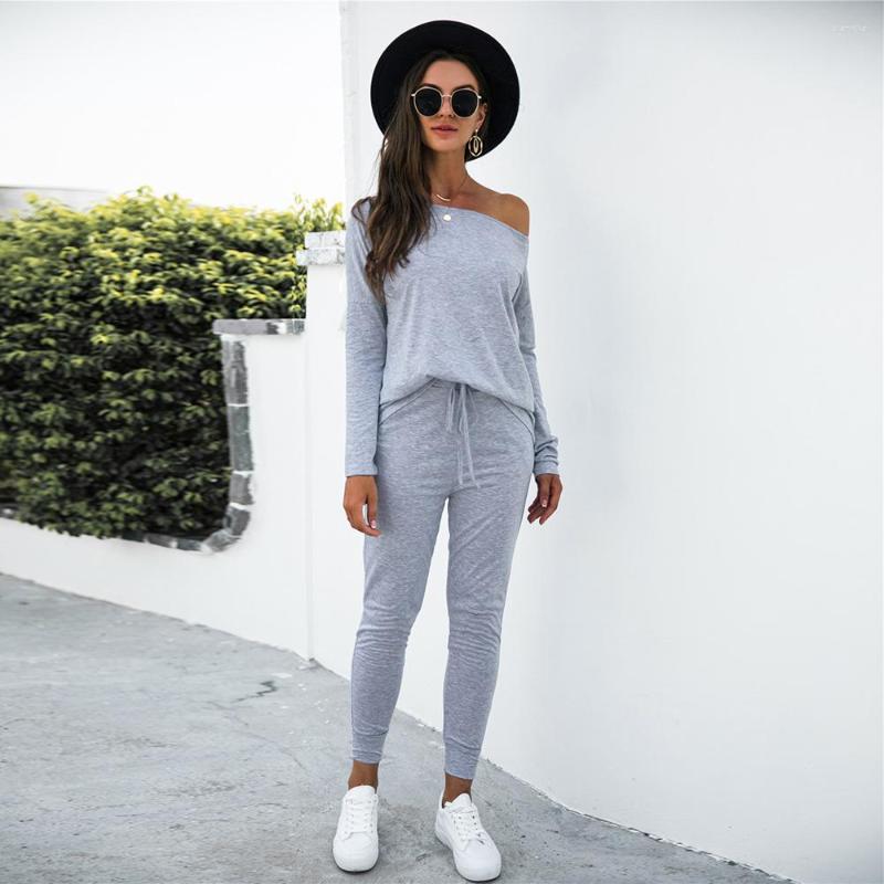 Women' Two Piece Pants Autumn Long Sleeve Off Shoulder T-shirt Drawstring Trousers 2 Set Women Solid Color Casual Loose Sports Pant, 2183 light gray
Women' Two Piece Pants Autumn Long Sleeve Off Shoulder T-shirt Drawstring Trousers 2 Set Women Solid Color Casual Loose Sports Pant, 2183 light gray
