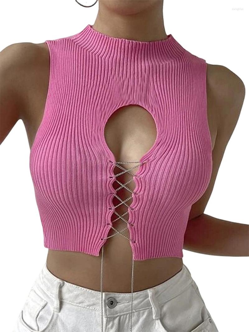 Women' Tanks Women Knit Vest Sleeveless Crew Neck Hollowed Tie-up Slim Fit Summer Tops For Club Party, Pink
Women' Tanks Women Knit Vest Sleeveless Crew Neck Hollowed Tie-up Slim Fit Summer Tops For Club Party, Pink