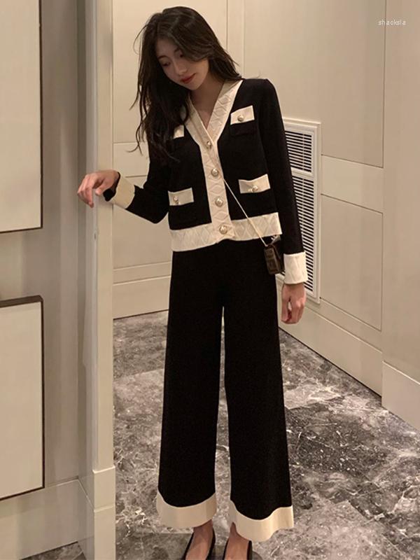 Women's T Shirts Fashion Women's Suit 2023 Spring Knit Professional Knitted Wide-leg Pants Two-piece, Black
Women's T Shirts Fashion Women's Suit 2023 Spring Knit Professional Knitted Wide-leg Pants Two-piece, Black