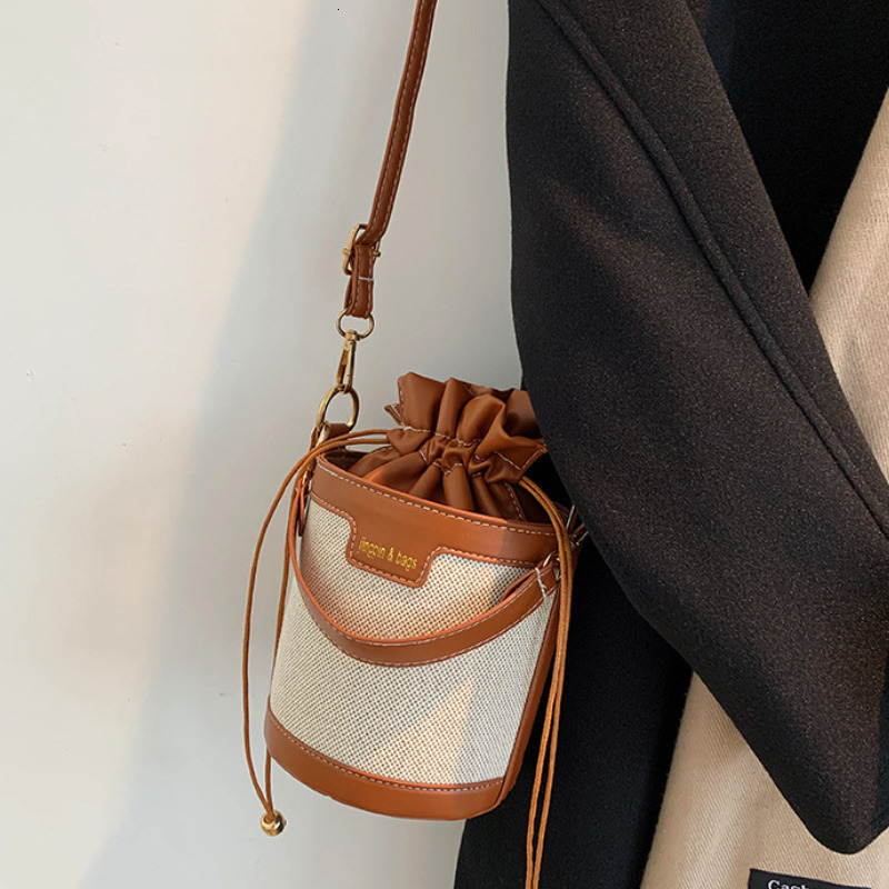 Evening Bags Women Shoulder Bags Cylinder PU Leather Bucket Crossbody Bag Casual Drawstring Handbags Purse for Travel Shopping 230508