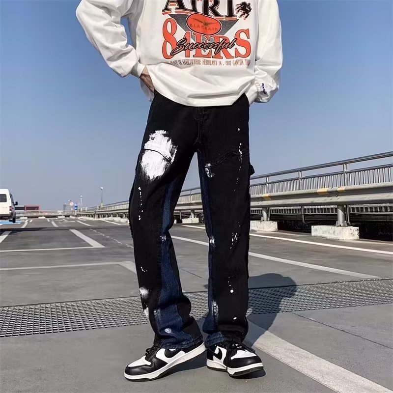 Men's Jeans 2023 Y2K Style Painted Baggy Black Cargo Pants Men Clothing Straight Patchwork Hip Hop Flared Denim Trousers Ropa Hombre 230509, Beige
Men's Jeans 2023 Y2K Style Painted Baggy Black Cargo Pants Men Clothing Straight Patchwork Hip Hop Flared Denim Trousers Ropa Hombre 230509, Beige