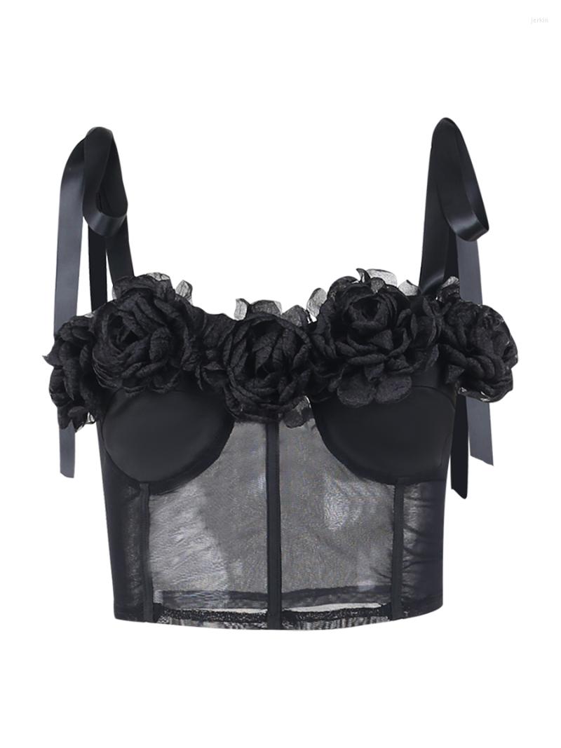 Women' Tanks Women Summer Mini Skinny Camisole Sleeveless Flower Decoration Sheer Mesh Crop Tops, Black
Women' Tanks Women Summer Mini Skinny Camisole Sleeveless Flower Decoration Sheer Mesh Crop Tops, Black